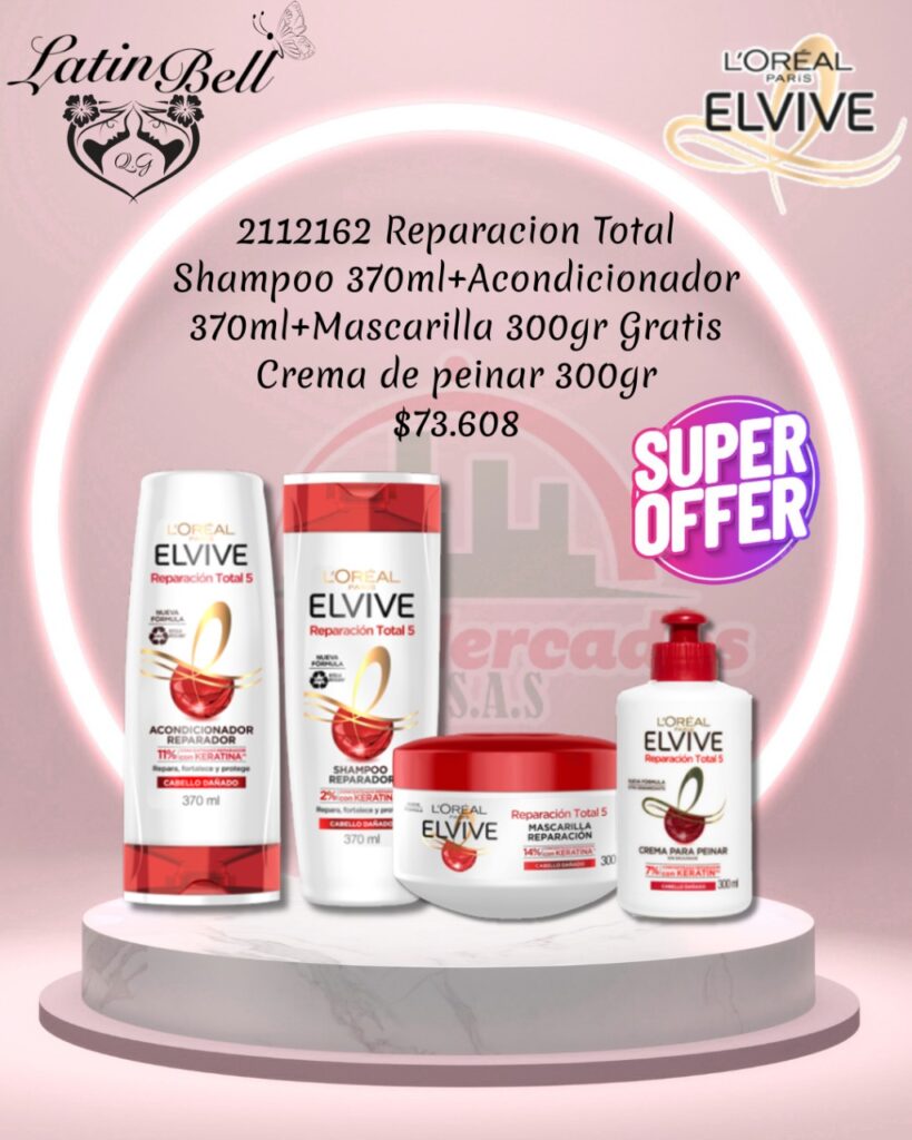 Reparación Total Shampoo + Acondicionador + Mascarilla + Gratis Crema de Peinar.